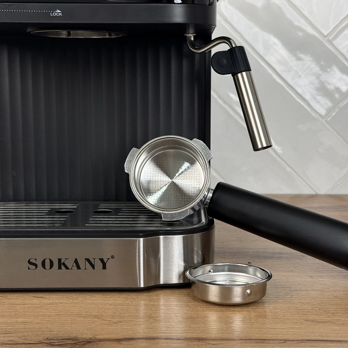 Ріжкова кавоварка Sokany SK-04025 850 Вт, еспресо кавомашина 20 Бар з баком 1.8 л